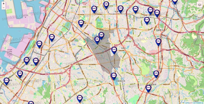 大阪府のサンディの店舗地図