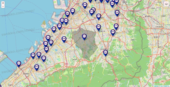 大阪府のサンディの店舗地図