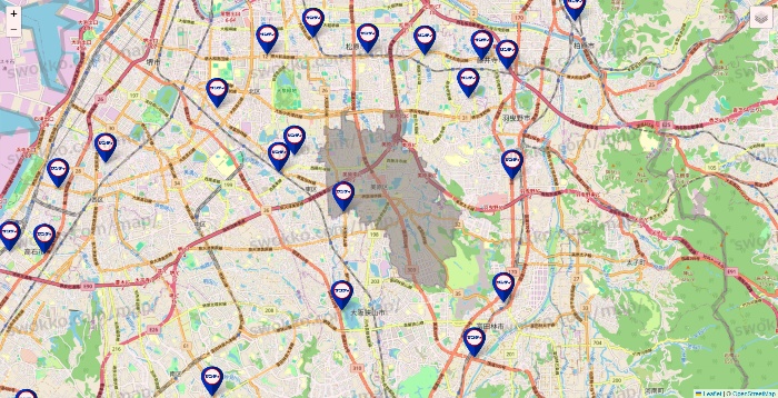 大阪府のサンディの店舗地図