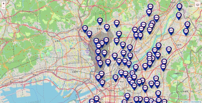 大阪府のサンディの店舗地図