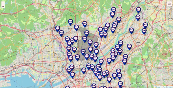 大阪府のサンディの店舗地図