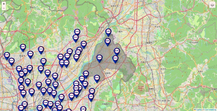 大阪府のサンディの店舗地図