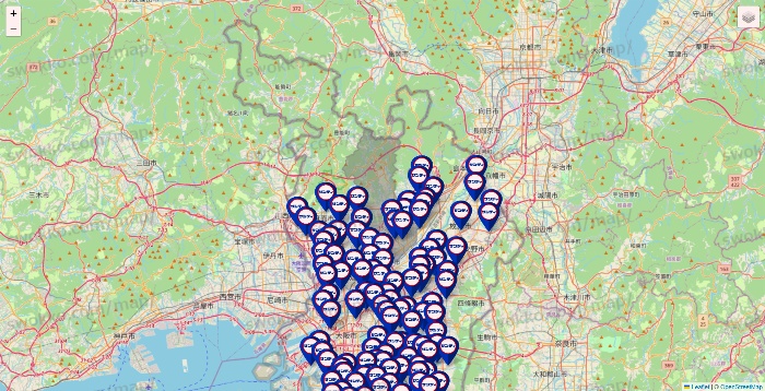 大阪府のサンディの店舗地図