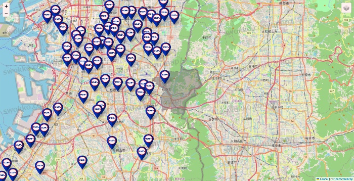 大阪府のサンディの店舗地図