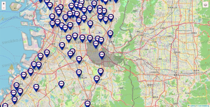 大阪府のサンディの店舗地図