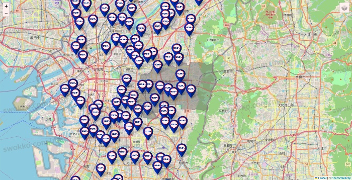 大阪府のサンディの店舗地図