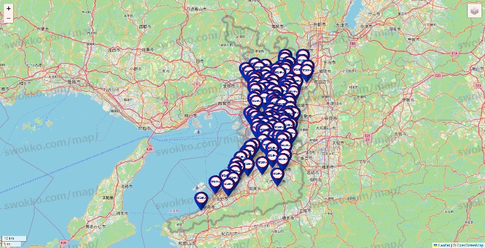 大阪府のサンディの店舗地図