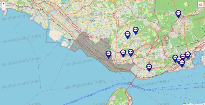 兵庫県のサンディの店舗地図