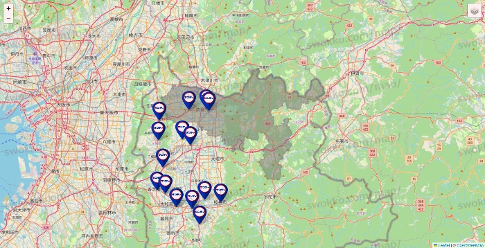 奈良県のサンディの店舗地図