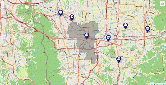 奈良県のサンディの店舗地図