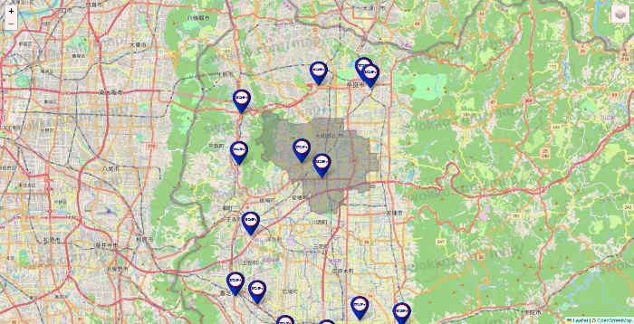 奈良県のサンディの店舗地図