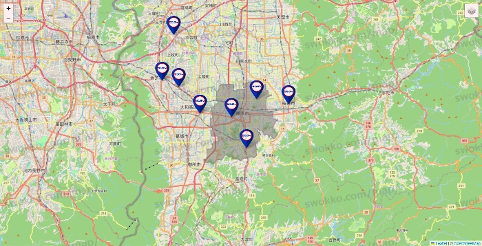 奈良県のサンディの店舗地図