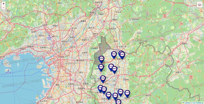 奈良県のサンディの店舗地図