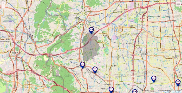 奈良県のサンディの店舗地図