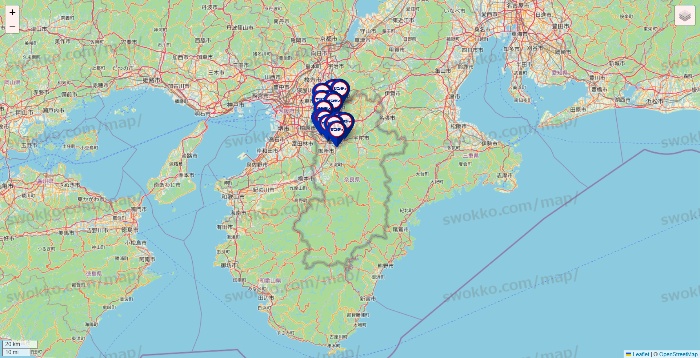 奈良県のサンディの店舗地図