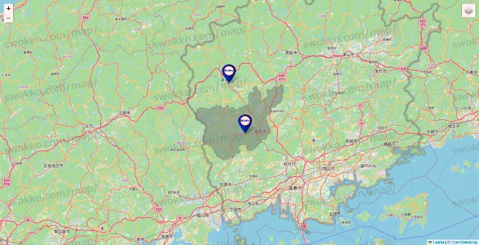 岡山県のサンディの店舗地図