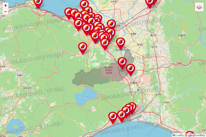 北海道のサンドラッグの店舗地図