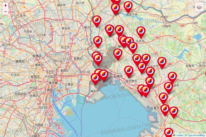 千葉県のサンドラッグの店舗地図