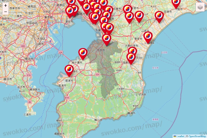 千葉県のサンドラッグの店舗地図