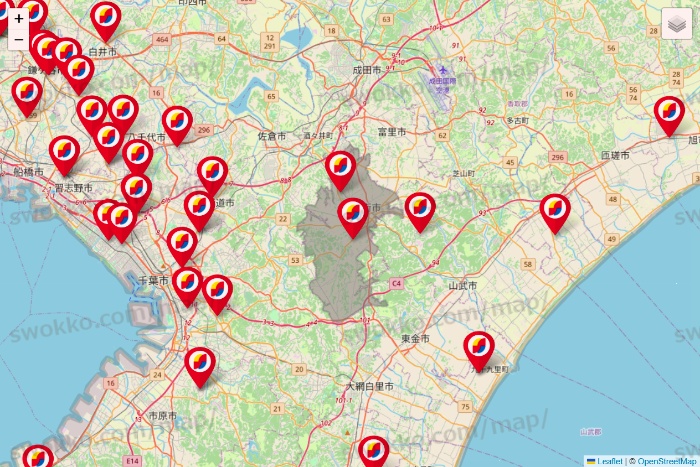 千葉県のサンドラッグの店舗地図