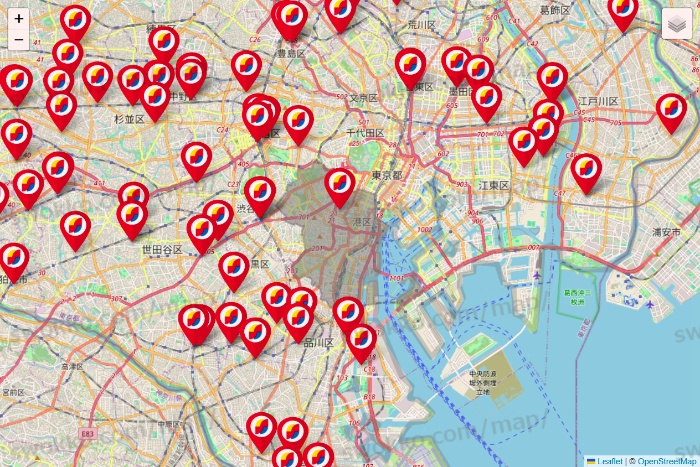 東京都のサンドラッグの店舗地図