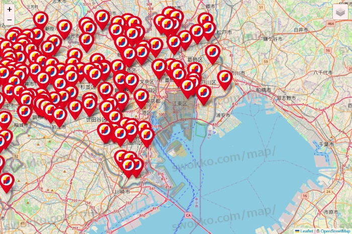 東京都のサンドラッグの店舗地図
