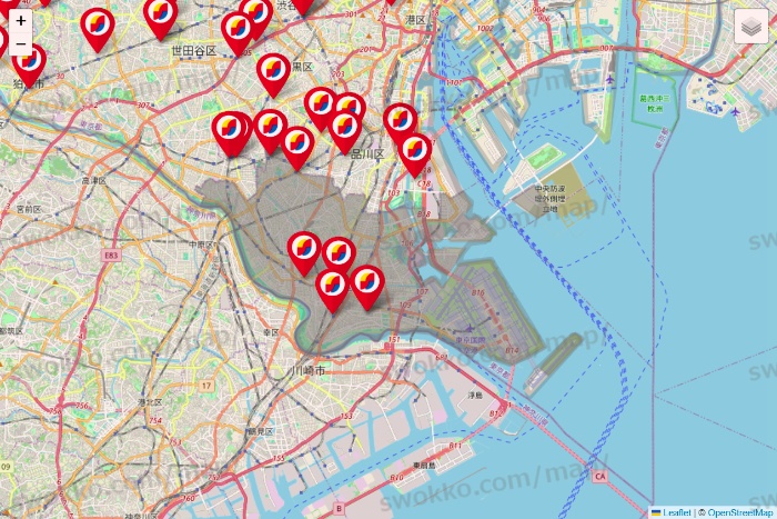 東京都のサンドラッグの店舗地図