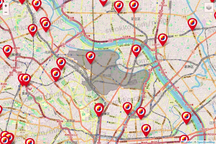 東京都のサンドラッグの店舗地図