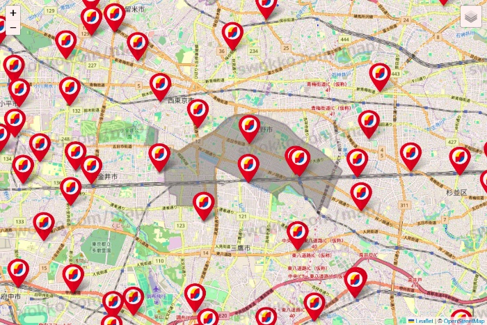 東京都のサンドラッグの店舗地図