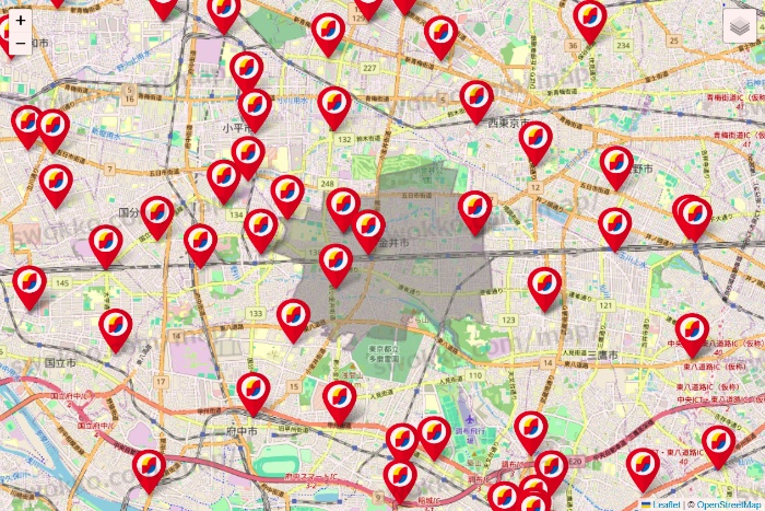 東京都のサンドラッグの店舗地図