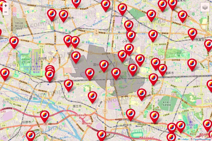 東京都のサンドラッグの店舗地図