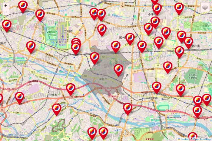 東京都のサンドラッグの店舗地図