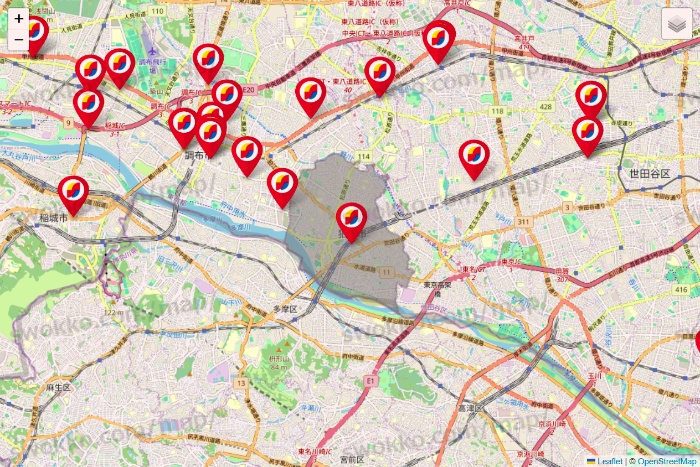 東京都のサンドラッグの店舗地図
