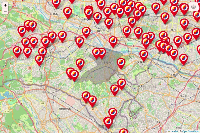 東京都のサンドラッグの店舗地図