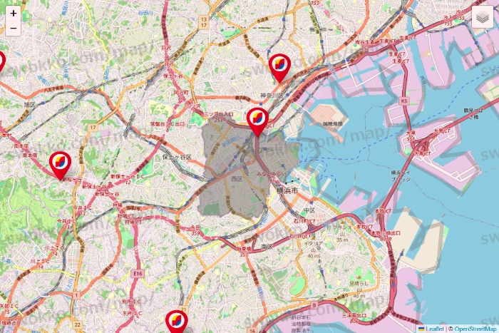 神奈川県のサンドラッグの店舗地図