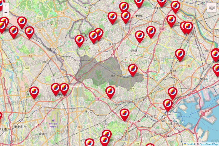 神奈川県のサンドラッグの店舗地図