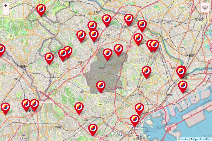 神奈川県のサンドラッグの店舗地図