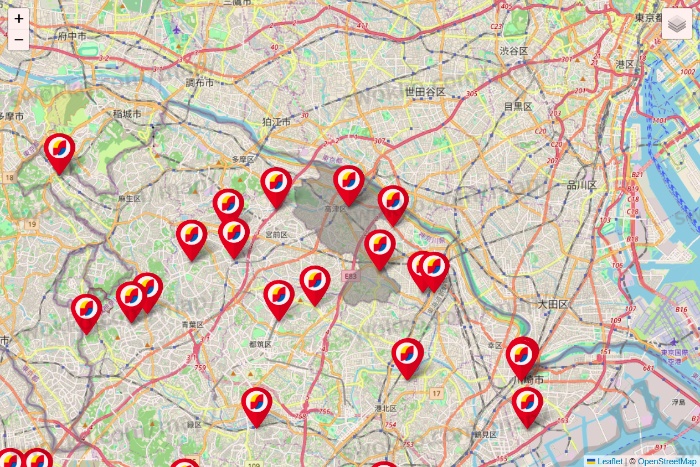神奈川県のサンドラッグの店舗地図
