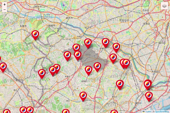 神奈川県のサンドラッグの店舗地図