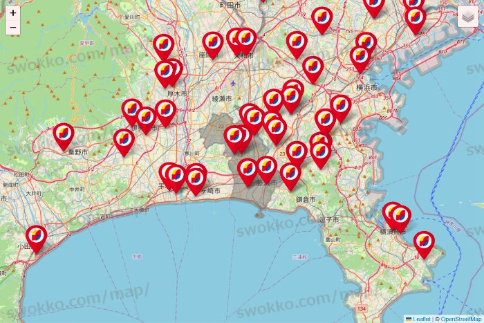 神奈川県のサンドラッグの店舗地図