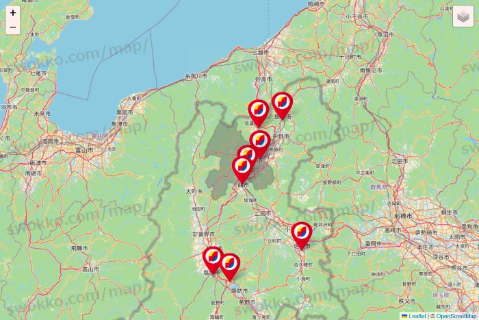 長野県のサンドラッグの店舗地図