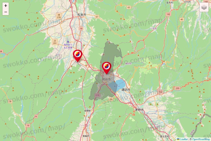 長野県のサンドラッグの店舗地図