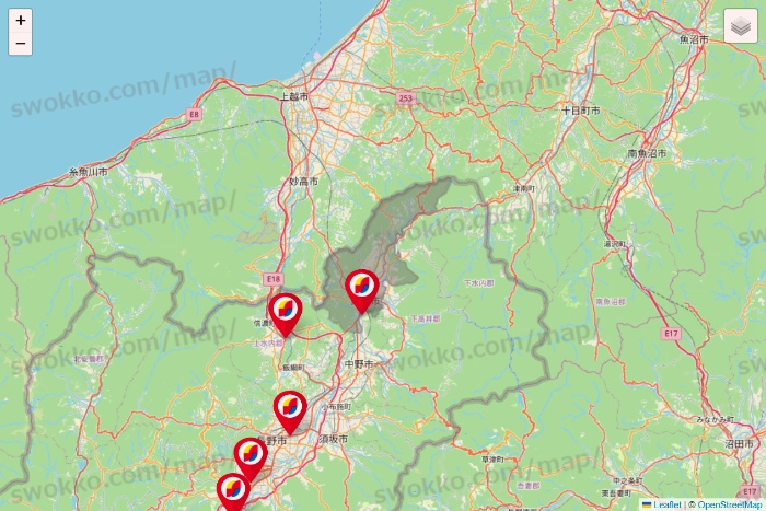 長野県のサンドラッグの店舗地図
