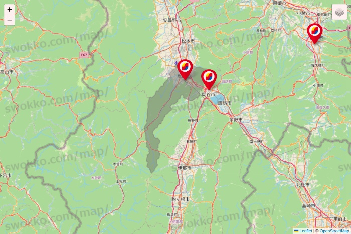 長野県のサンドラッグの店舗地図