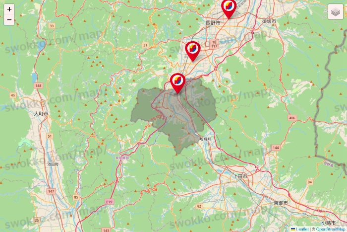 長野県のサンドラッグの店舗地図