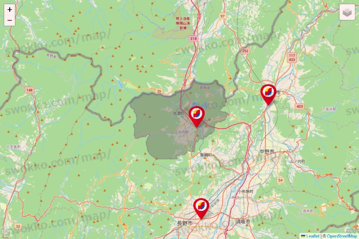 長野県のサンドラッグの店舗地図