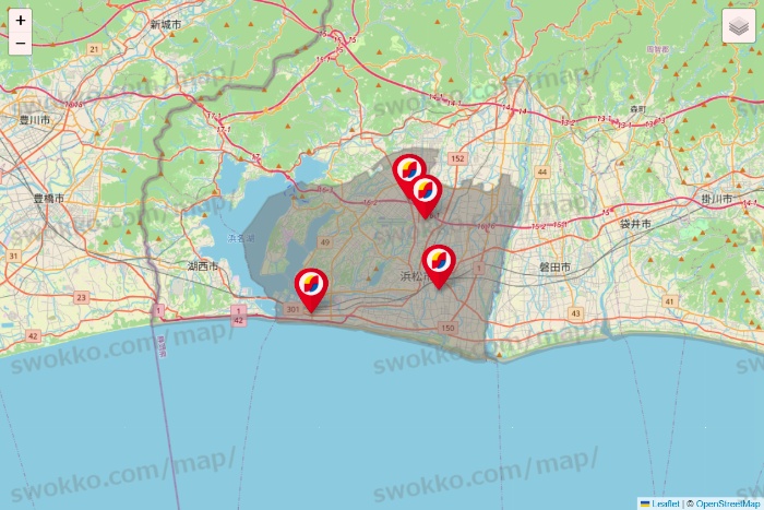 静岡県のサンドラッグの店舗地図
