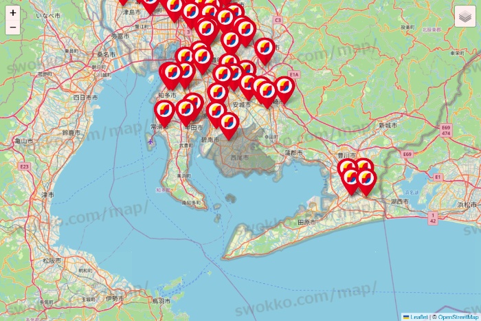 愛知県のサンドラッグの店舗地図