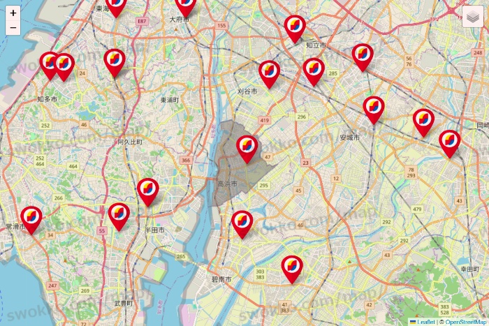 愛知県のサンドラッグの店舗地図