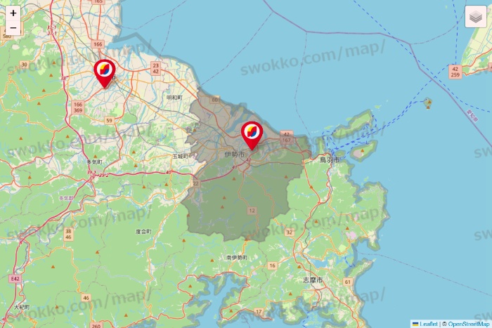 三重県のサンドラッグの店舗地図